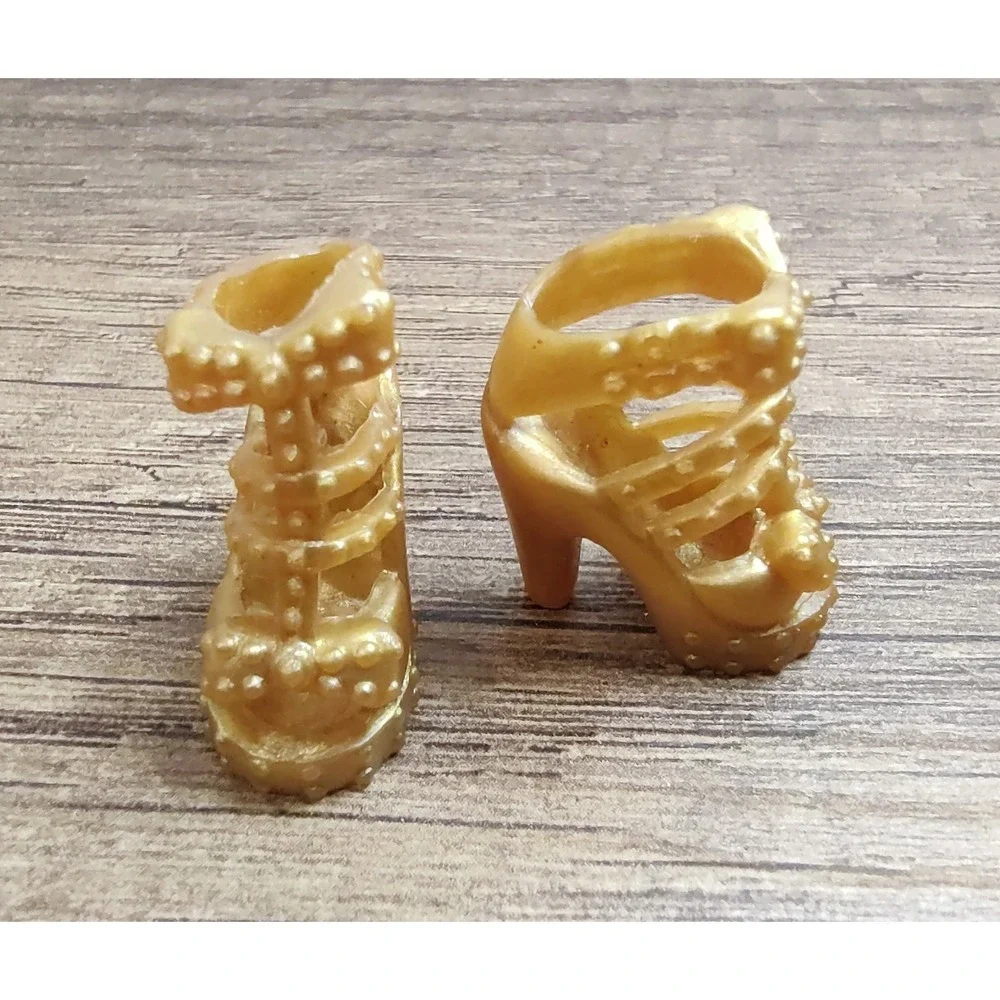 Classic foot BARBIE DOLL GOLD BOW Platform Stud HIGH HEEL Sandals SHOES Z26